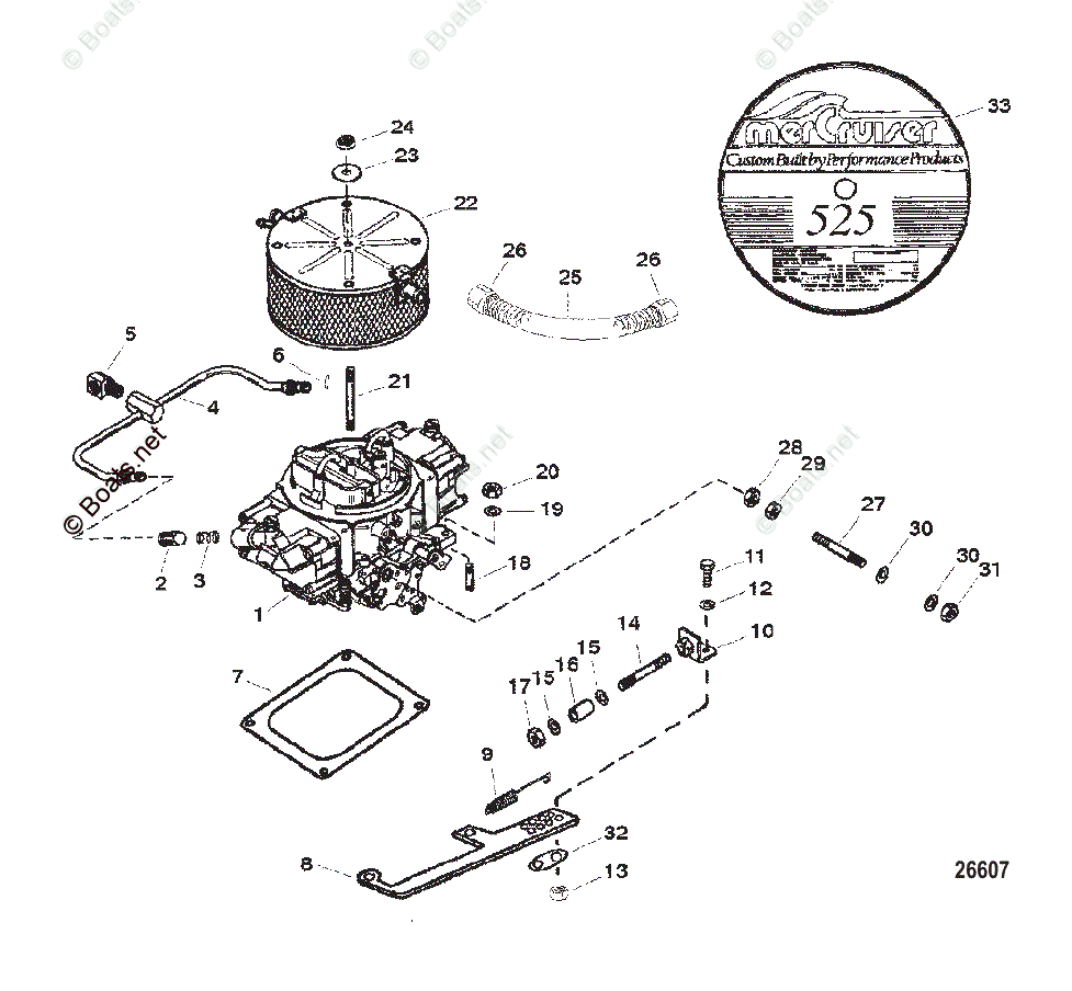 Mercruiser Sterndrive Gas Engines Oem Parts Diagram For Carburetor And Linkage