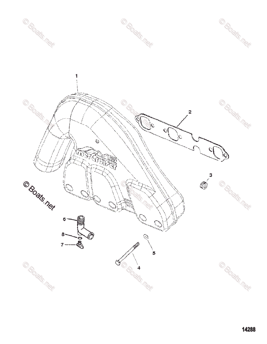 Mercruiser Sterndrive Gas Engines OEM Parts Diagram for Exhaust ...