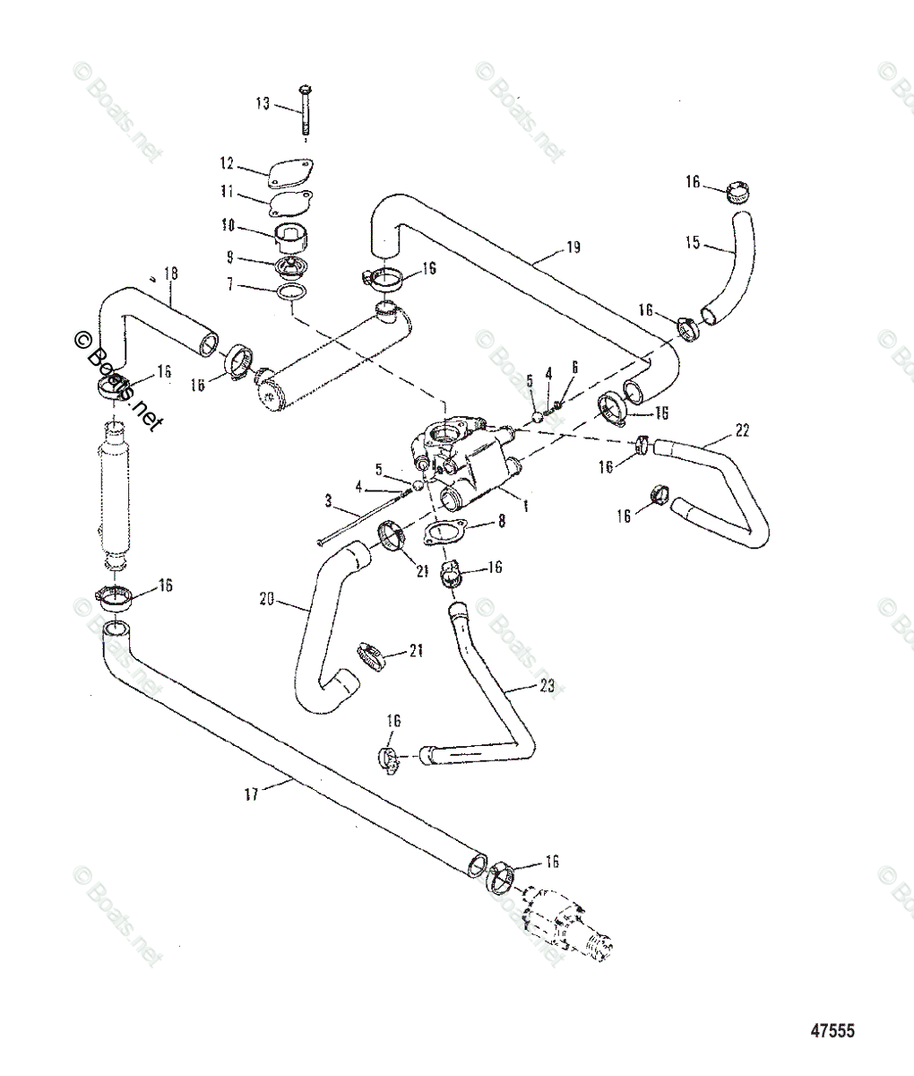 Mercruiser Inboard Gas Engines OEM Parts Diagram For Standard Cooling ...