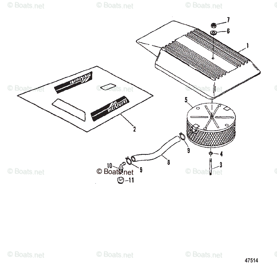 Mercruiser Sterndrive Gas Engines OEM Parts Diagram for Flame Arrestor
