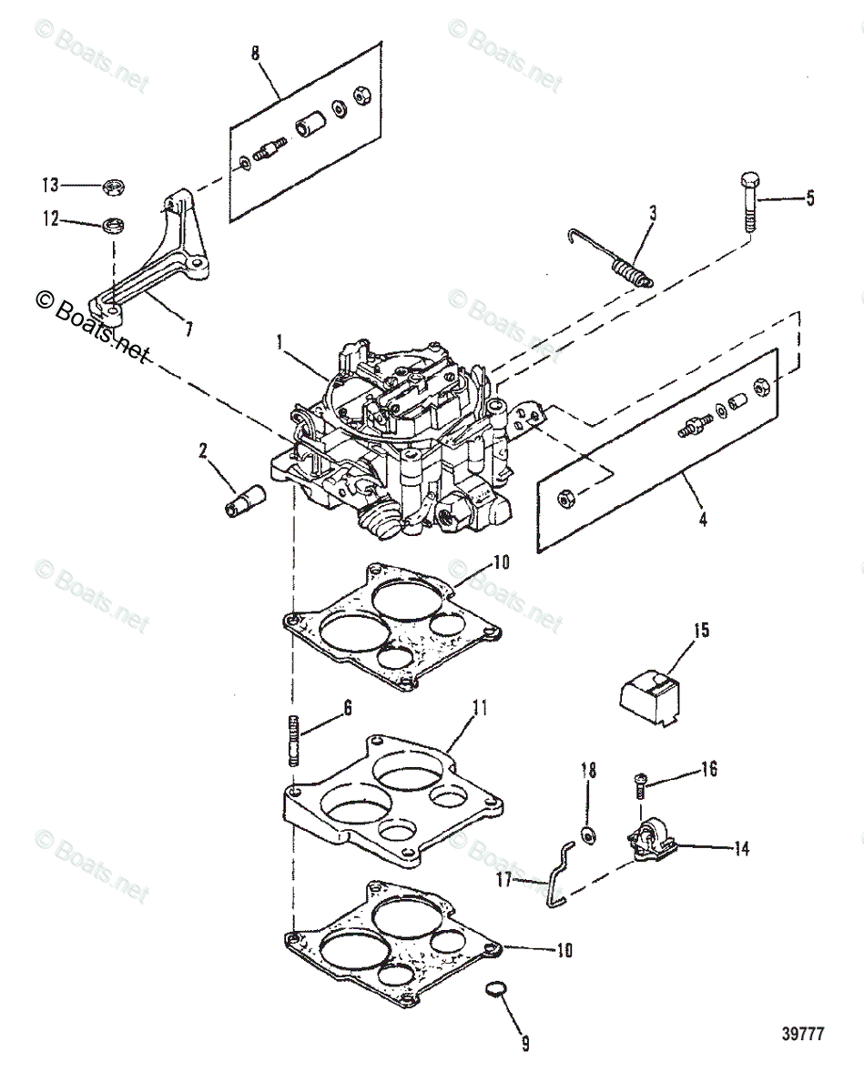 Mercruiser Inboard Gas Engines OEM Parts Diagram For Carburetor And ...