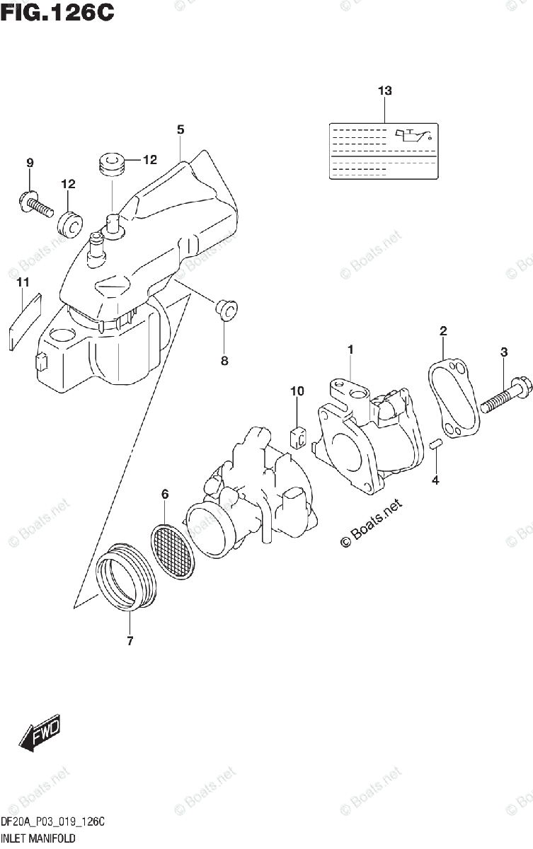 Suzuki Outboard 2019 OEM Parts Diagram for INLET MANIFOLD (DF20A,DF20AT ...