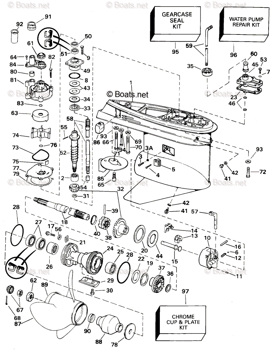 Johnson Outboard 2000 OEM Parts Diagram for Gearcase - 90 And 115 PX ...