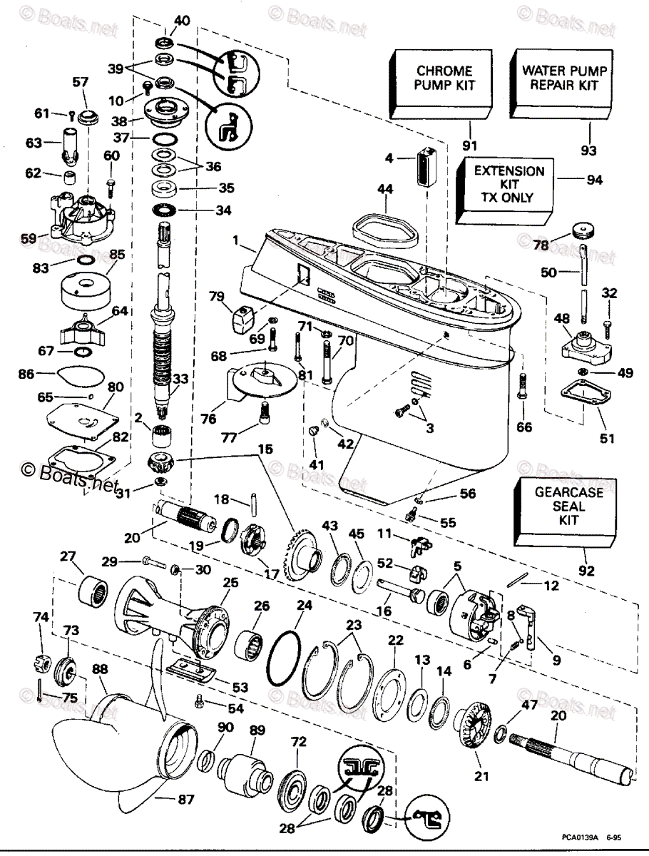 Johnson Outboard 1996 OEM Parts Diagram for Gearcase | Boats.net