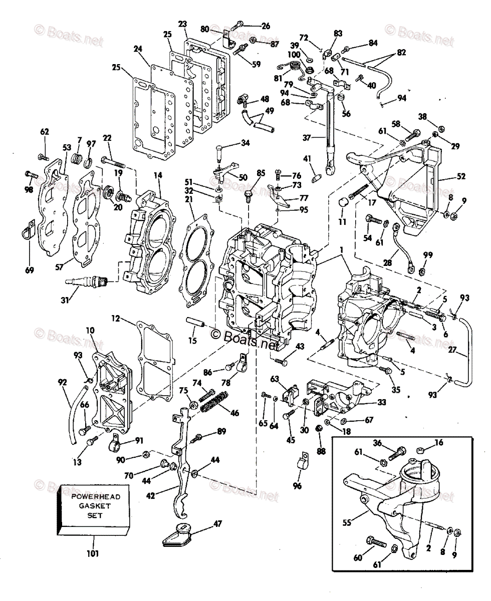 Johnson Outboard 1978 OEM Parts Diagram for Cylinder And Crankcase ...