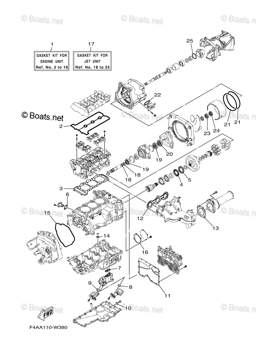 Yamaha Boats 2021 OEM Parts Diagram for Repair Kit 1 | Boats.net