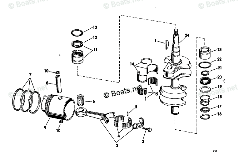 Evinrude Outboard 1968 OEM Parts Diagram for CRANKSHAFT GROUP ELECTRIC ...