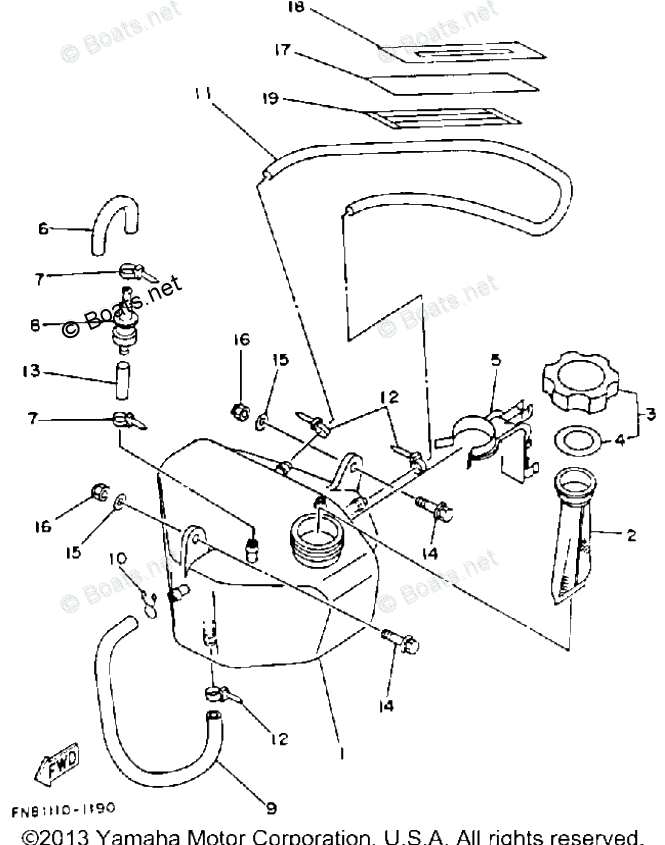 Yamaha Waverunner 1993 OEM Parts Diagram for Oil Tank (For Oil ...