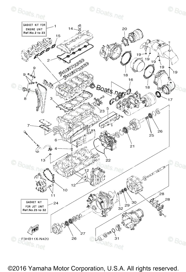 Yamaha Boats 2017 OEM Parts Diagram for Repair Kit 1 | Boats.net