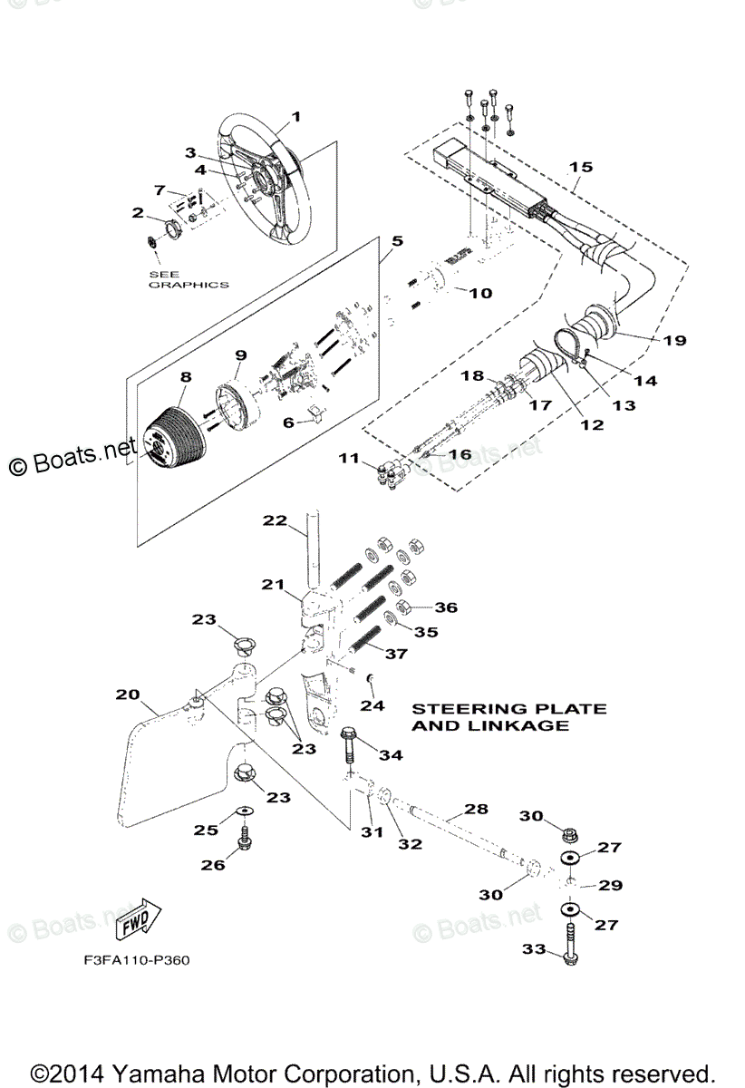 Yamaha Boats 2015 OEM Parts Diagram for Steering | Boats.net