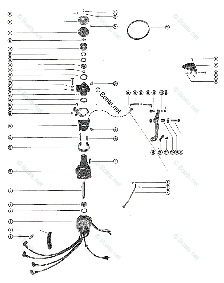 Mercury Outboard 50HP OEM Parts Diagram for Distributor Adaptor and ...