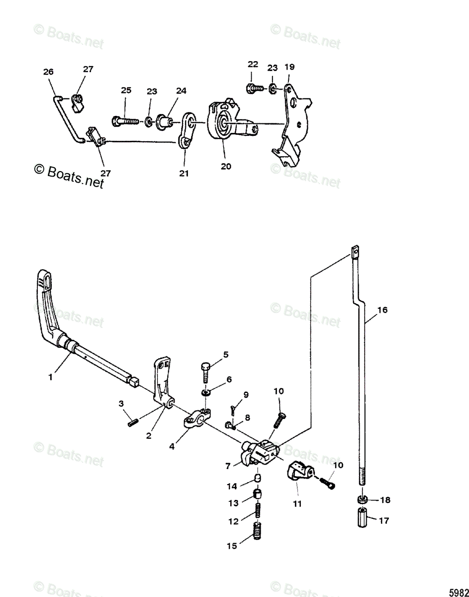Mariner Outboard 1991 OEM Parts Diagram for Throttle Control/Gear Shift