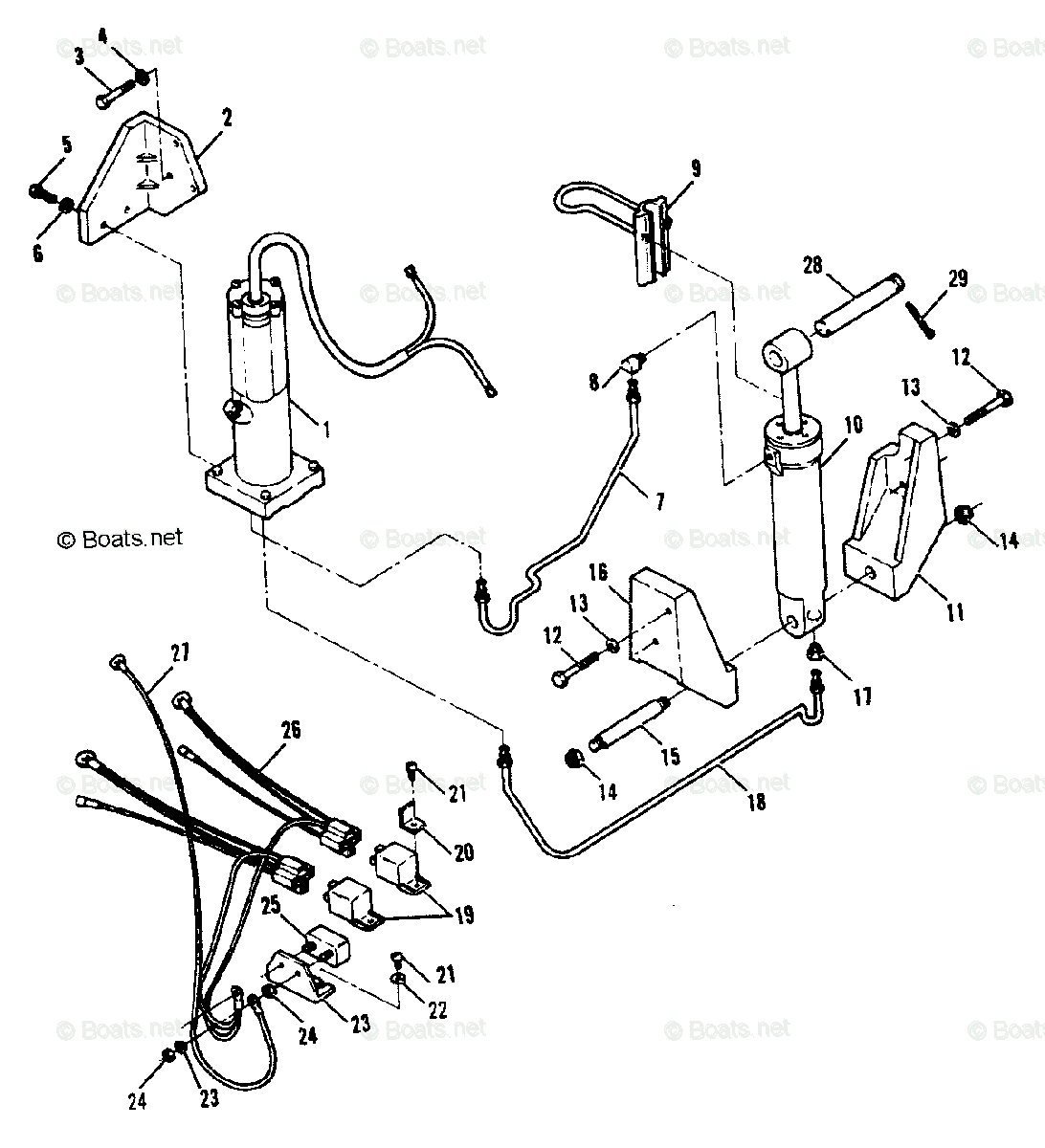 Force Outboard 1992 OEM Parts Diagram for DESIGN I POWER TRIM UNIT WITH ...