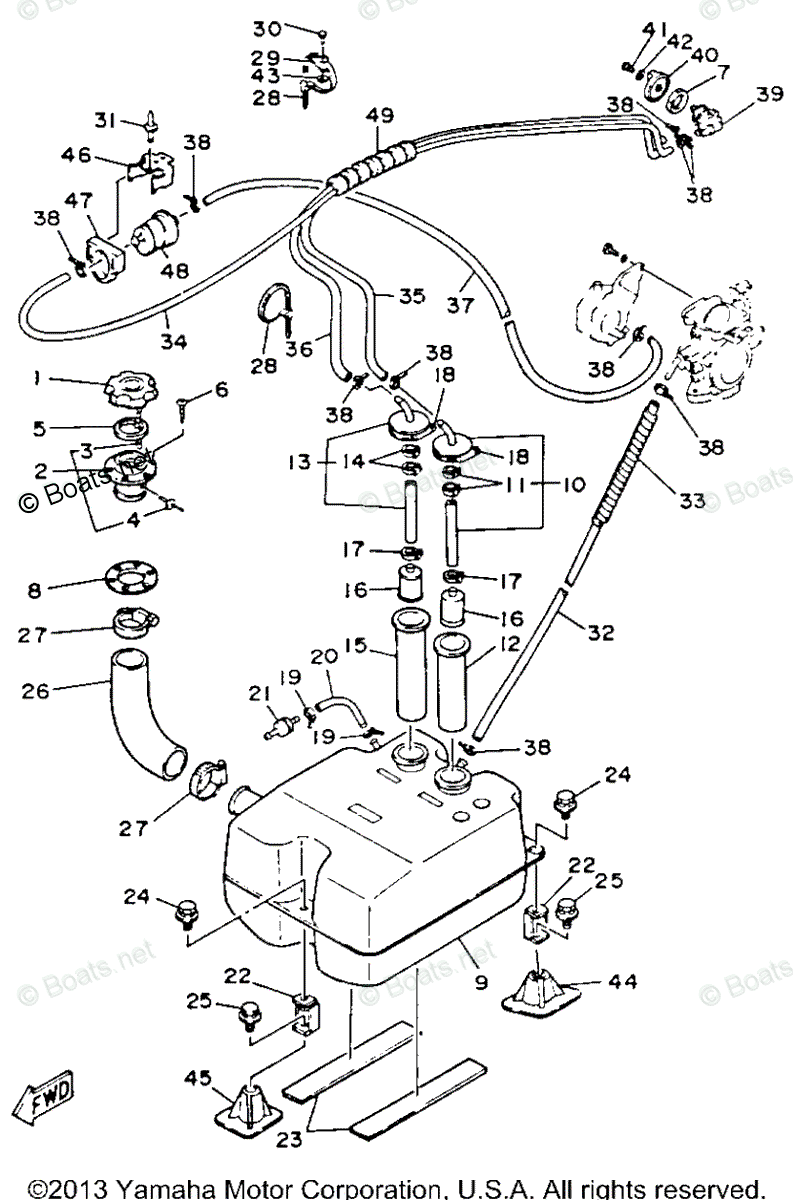 Yamaha Waverunner 1992 OEM Parts Diagram for FUEL TANK