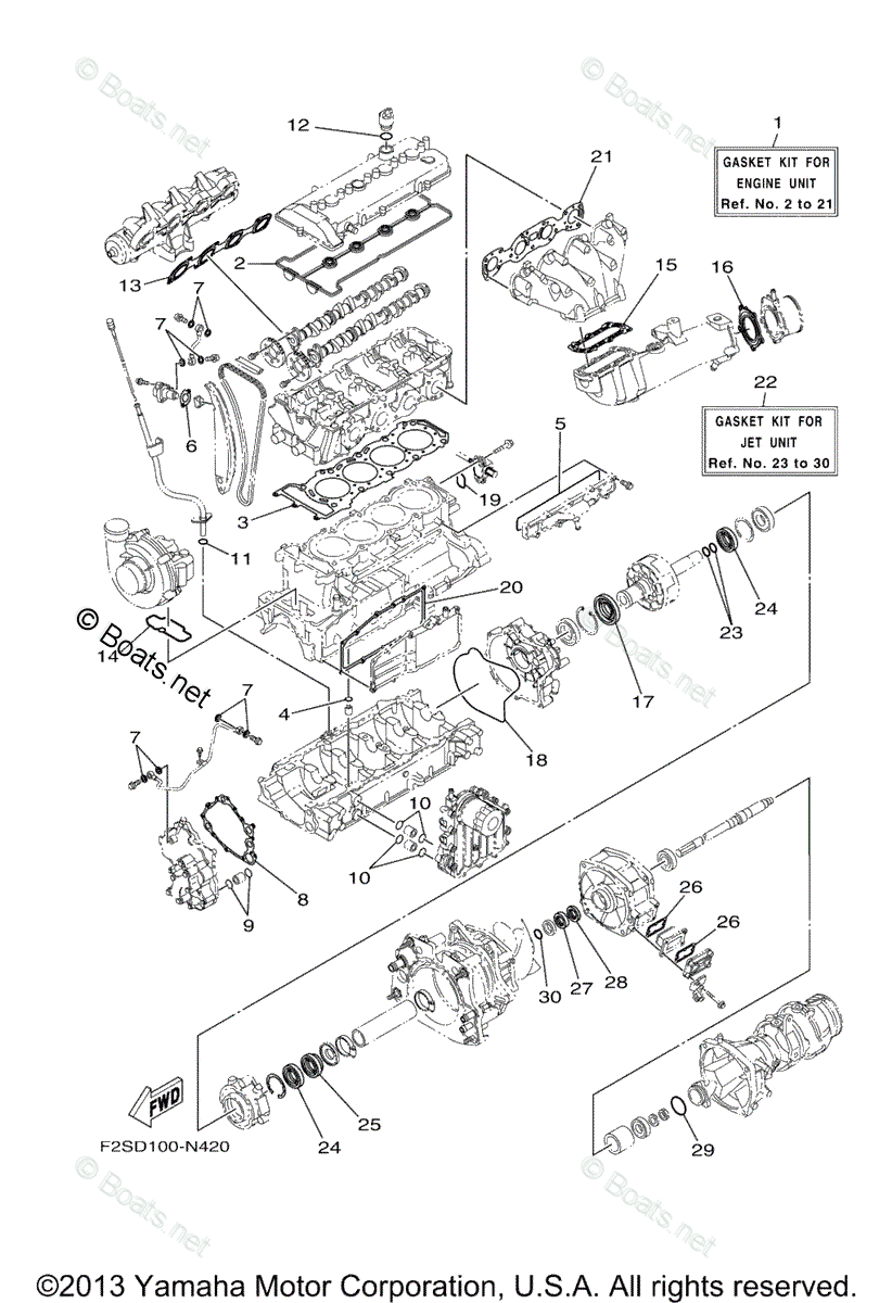 Yamaha Waverunner 2014 OEM Parts Diagram for Repair Kit 1 | Boats.net