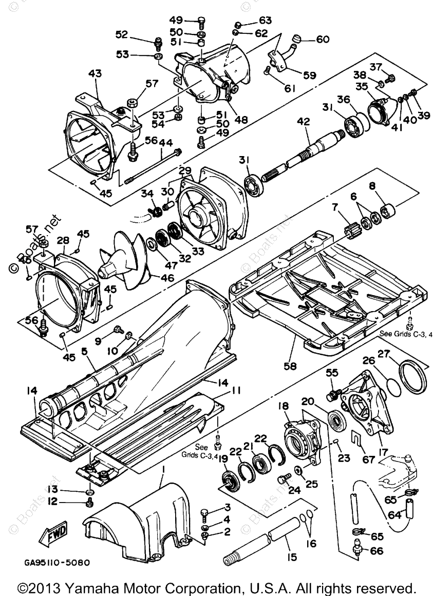 Yamaha Waverunner 1995 OEM Parts Diagram For Jet Unit 1 | Boats.net