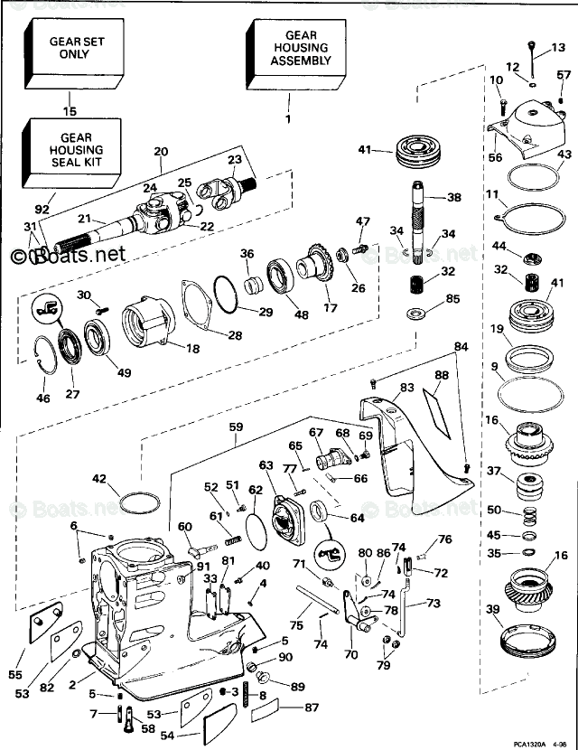 OMC Sterndrive 7.40L 454 CID V8 OEM Parts Diagram for Upper Gear ...