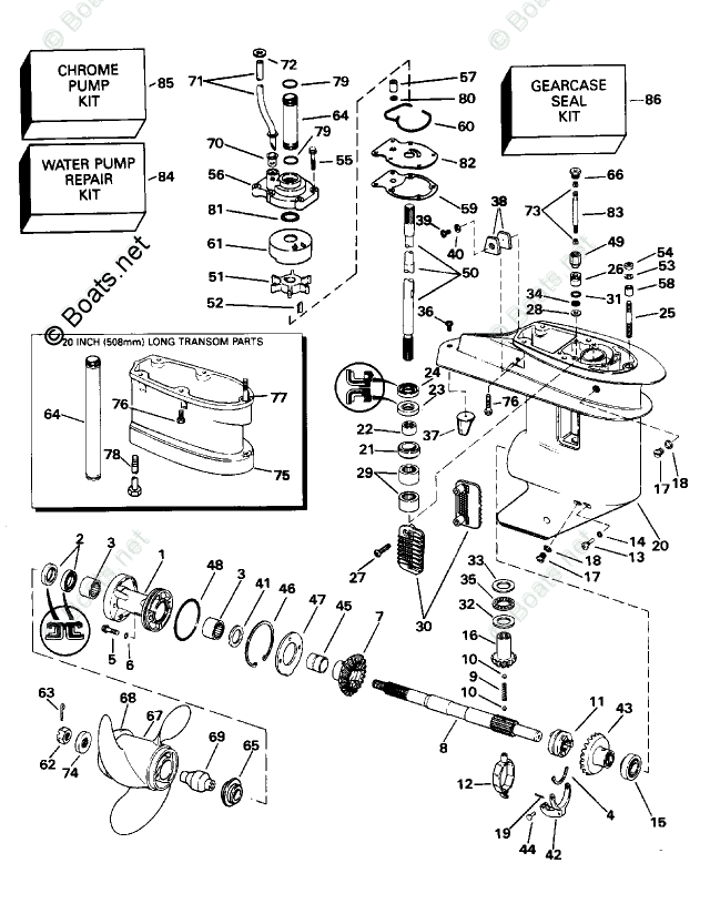 Evinrude Outboard 1996 OEM Parts Diagram for Gearcase | Boats.net