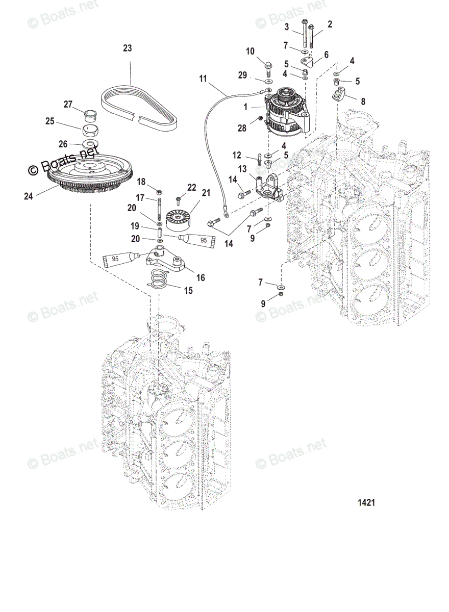 Mercury Outboard 150HP OEM Parts Diagram for FLYWHEEL/ALTERNATOR