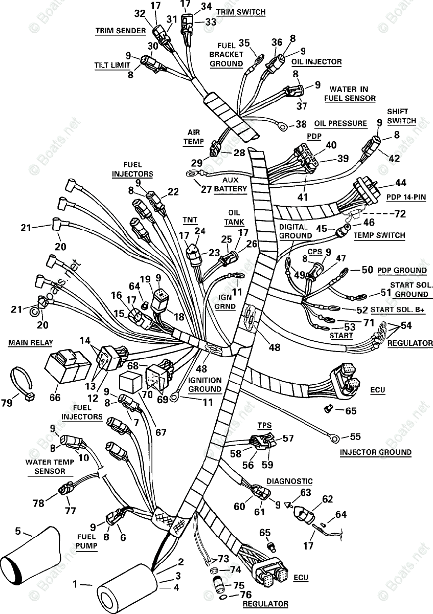 Evinrude Outboard 2000 OEM Parts Diagram for Motor Cable Assembly