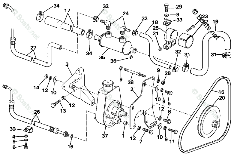 OMC Sterndrive 2.30L 140 CID Inline 4 OEM Parts Diagram for Power