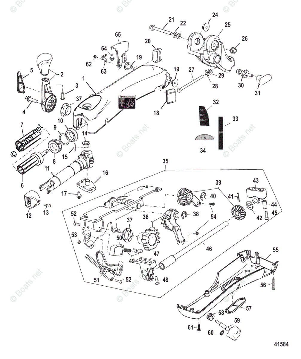 Mercury Outboard 40HP OEM Parts Diagram for Big Tiller Handle Kit(4060 EFI FourStrokeManual