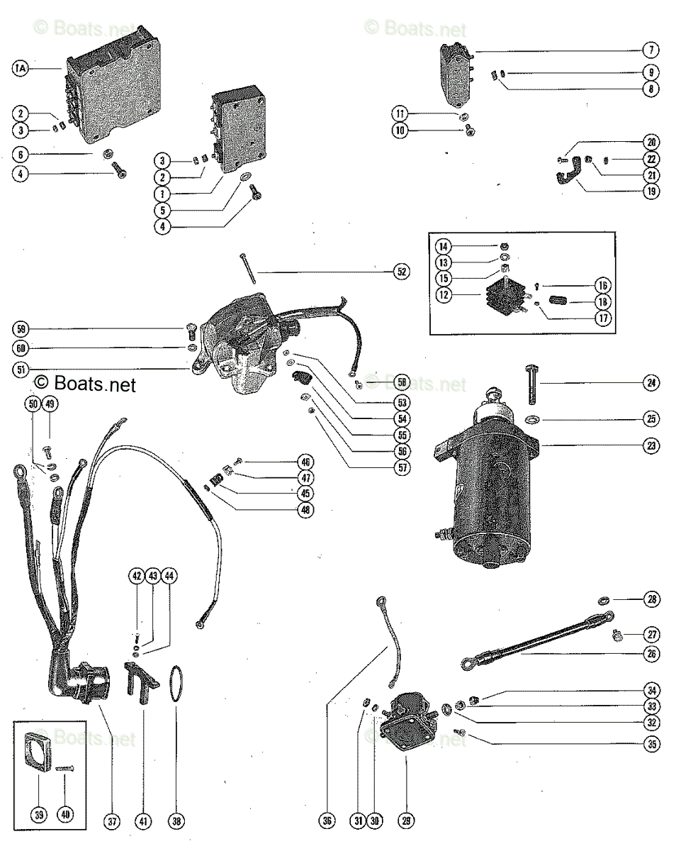 Mercury Outboard 50HP OEM Parts Diagram for Starter Motor, Starter