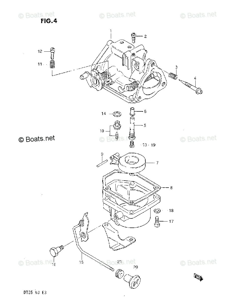 Suzuki Outboard Parts by Year 1988 OEM Parts Diagram for CARBURETOR