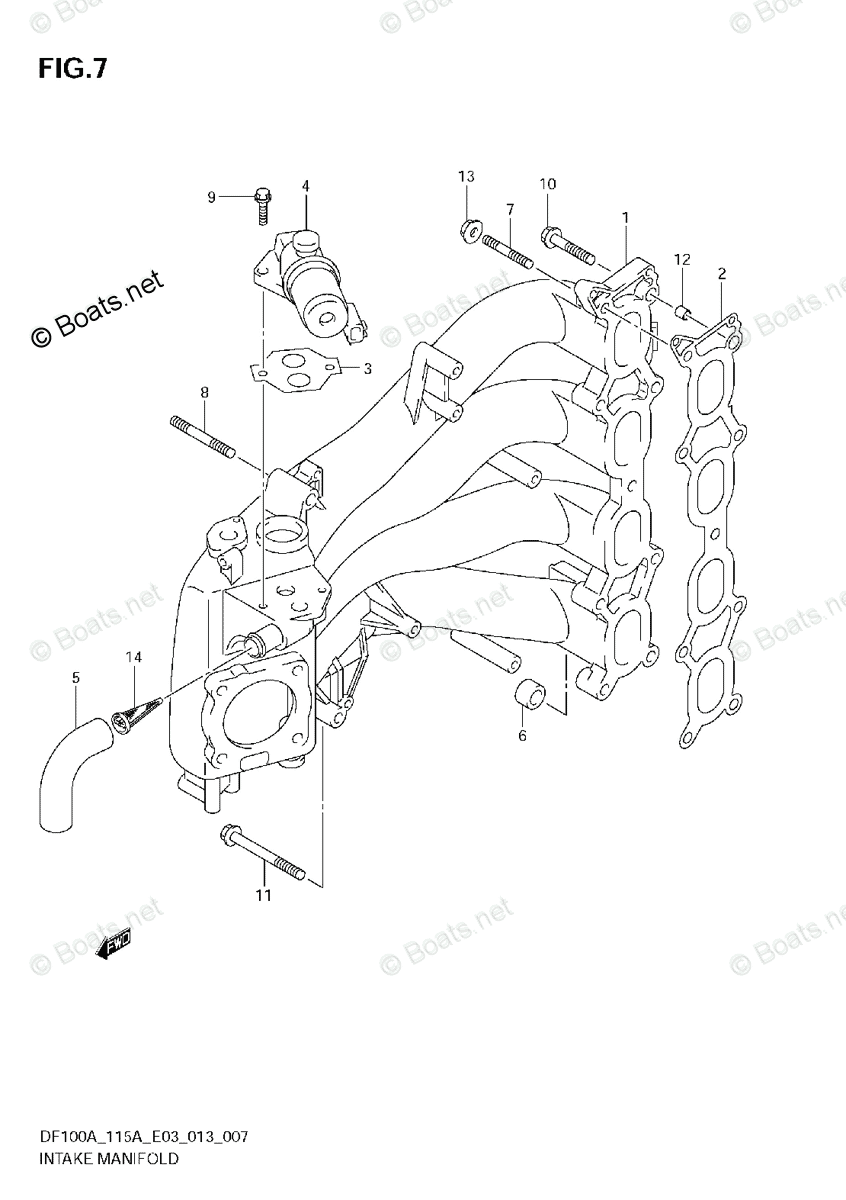 Suzuki Outboard 2013 OEM Parts Diagram for INTAKE MANIFOLD | Boats.net