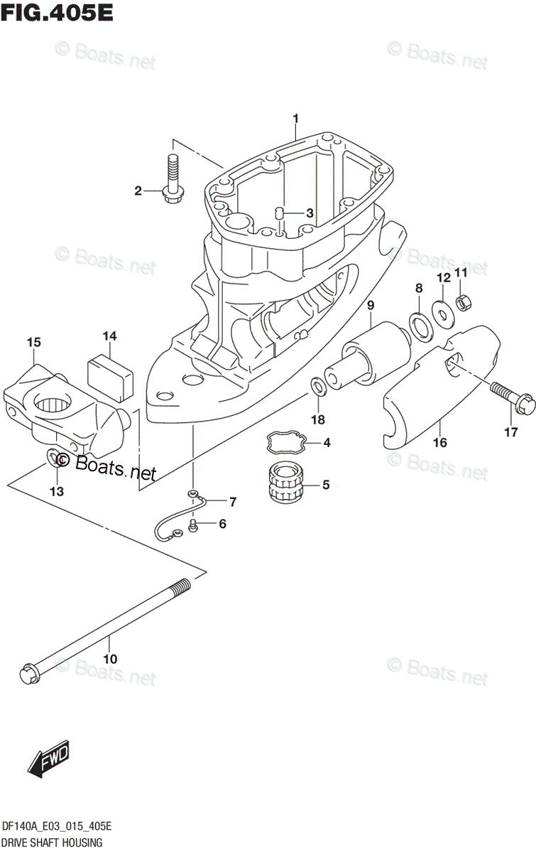 Suzuki Outboard 2015 OEM Parts Diagram for DRIVE SHAFT HOUSING (DF140AZ