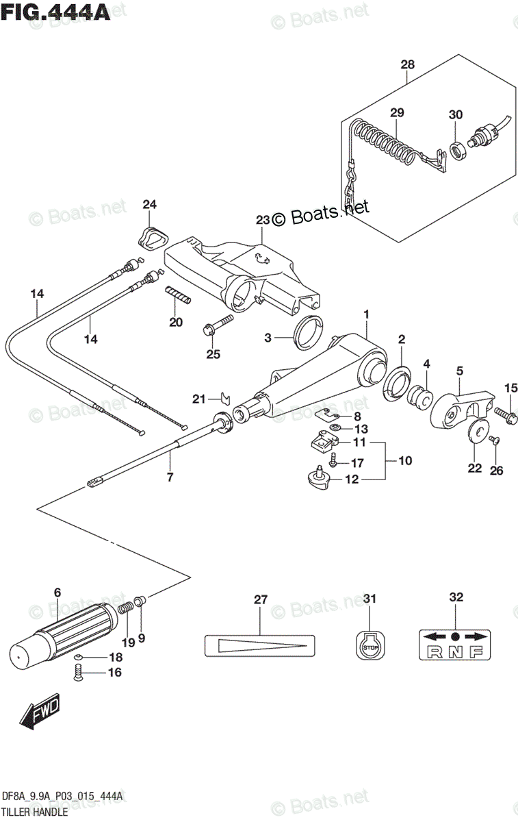 Suzuki Outboard 2015 OEM Parts Diagram for TILLER HANDLE (DF8A P03