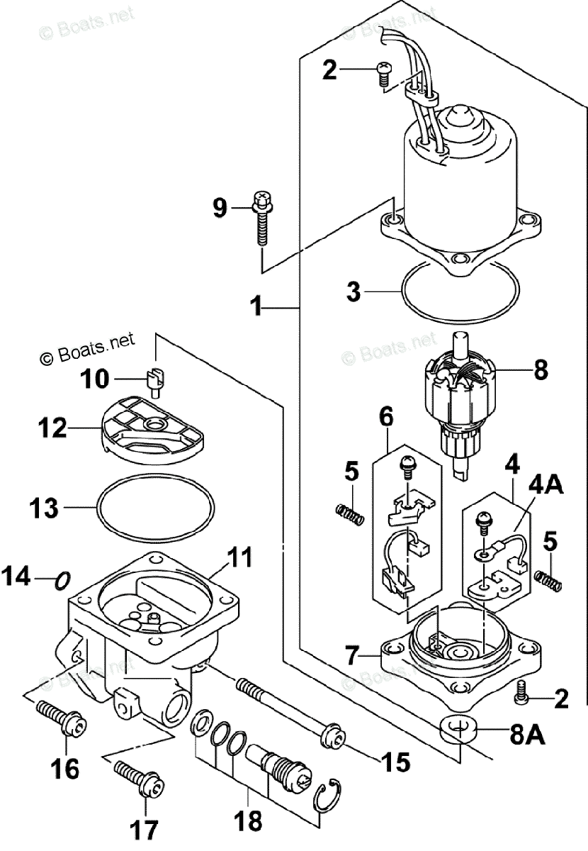 Johnson Outboard 115HP OEM Parts Diagram for Power Trim/Tilt