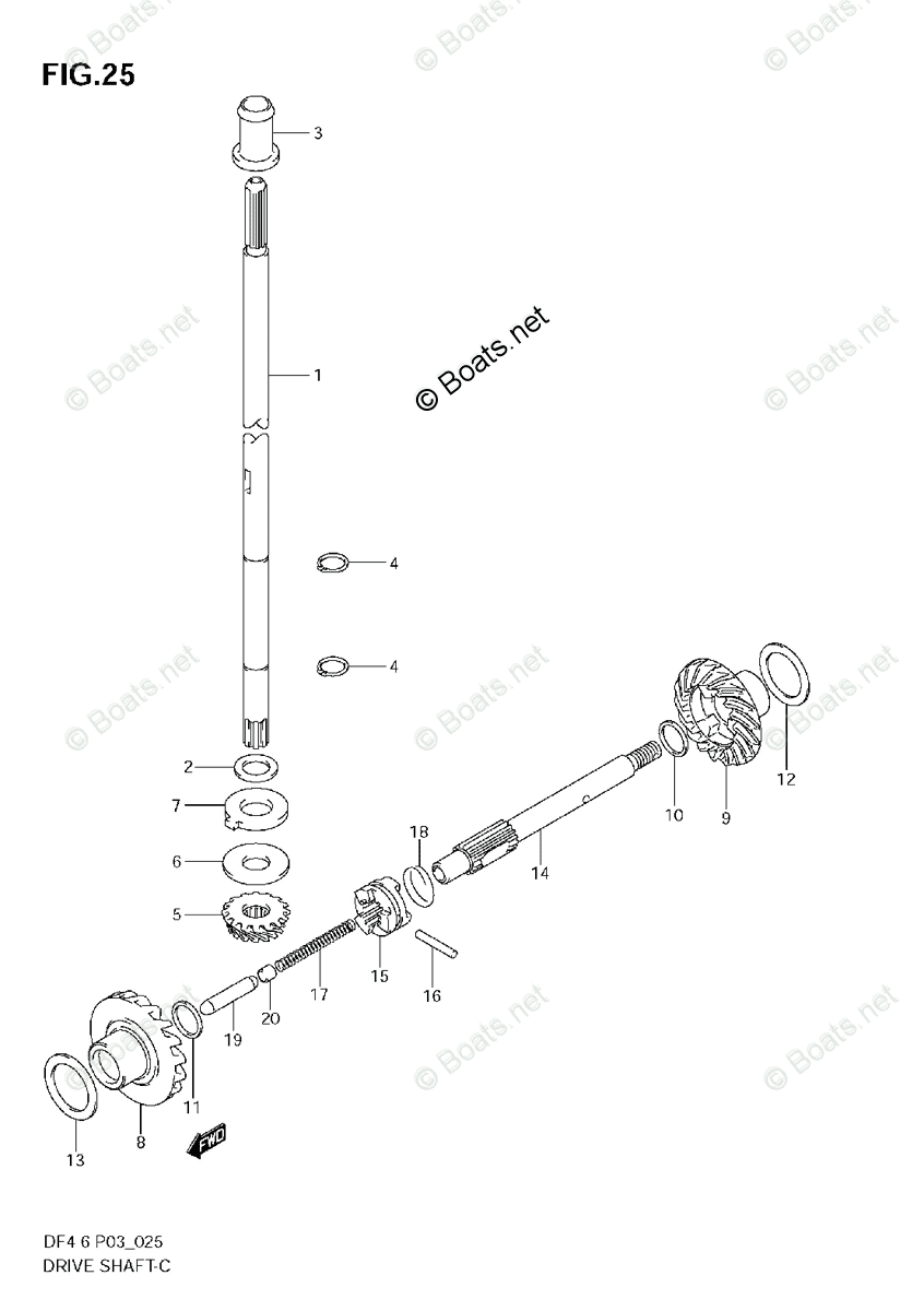 Suzuki Outboard Parts by Year 2010 OEM Parts Diagram for Drive Shaft