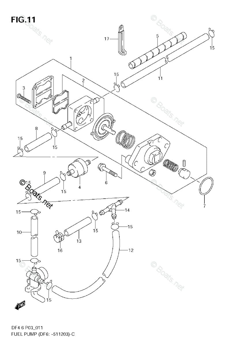 Suzuki Outboard 2006 OEM Parts Diagram for FUEL PUMP (DF6:~511203 ...