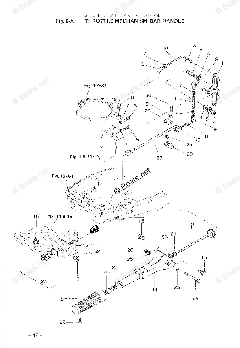 Tohatsu Outboard 1986 OEM Parts Diagram for STEERING HANDLE & THROTTLE ...