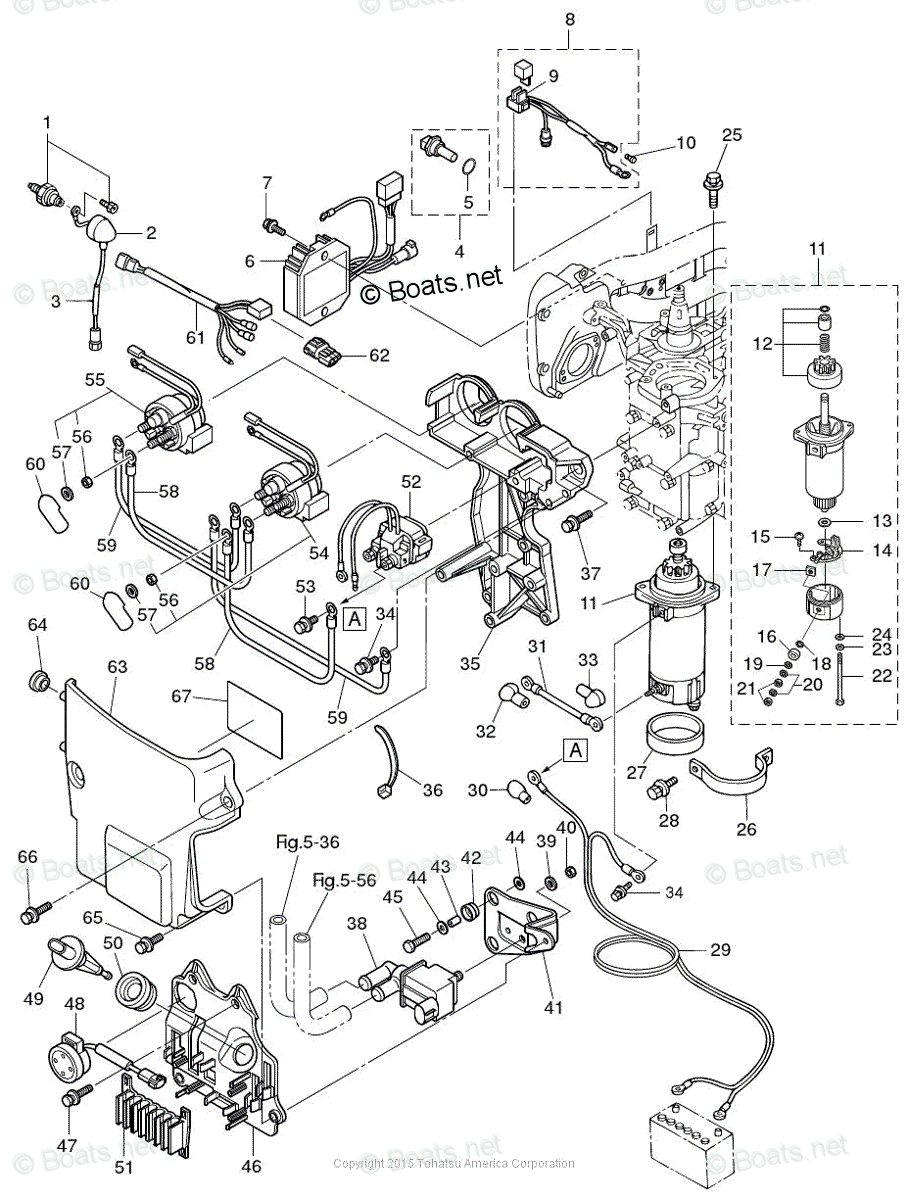 Tohatsu Outboard 2015 OEM Parts Diagram for ELECTRIC PARTS