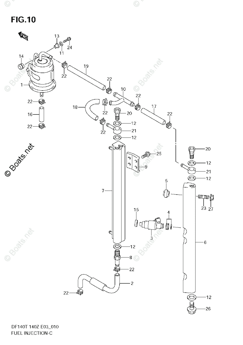 Suzuki Outboard Parts by Model DF 140 OEM Parts Diagram for FUEL