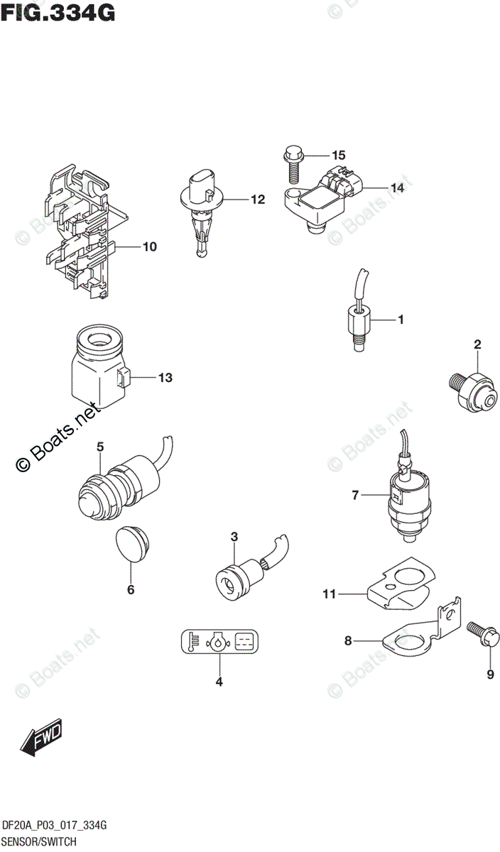Suzuki Outboard 2017 OEM Parts Diagram for SENSOR/SWITCH (DF20A P03
