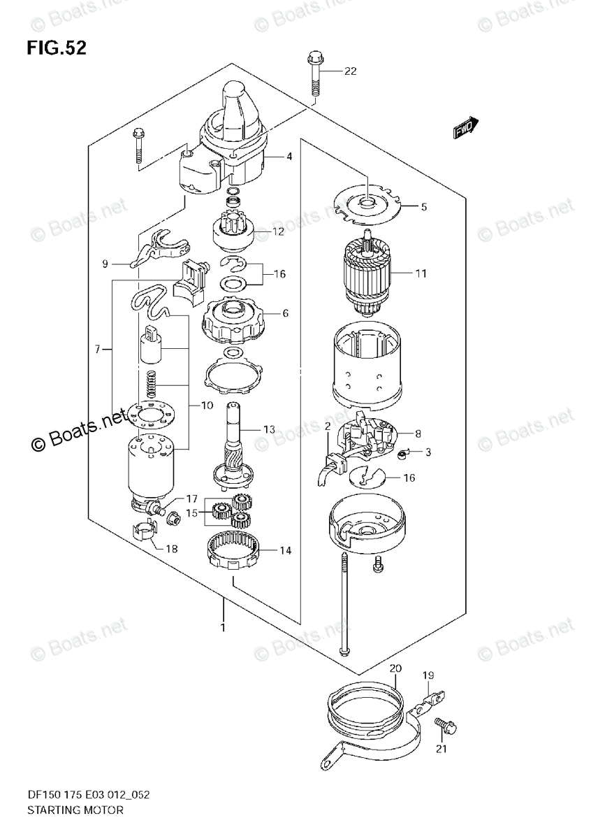 Suzuki Outboard Parts by Year 2012 OEM Parts Diagram for STARTING MOTOR