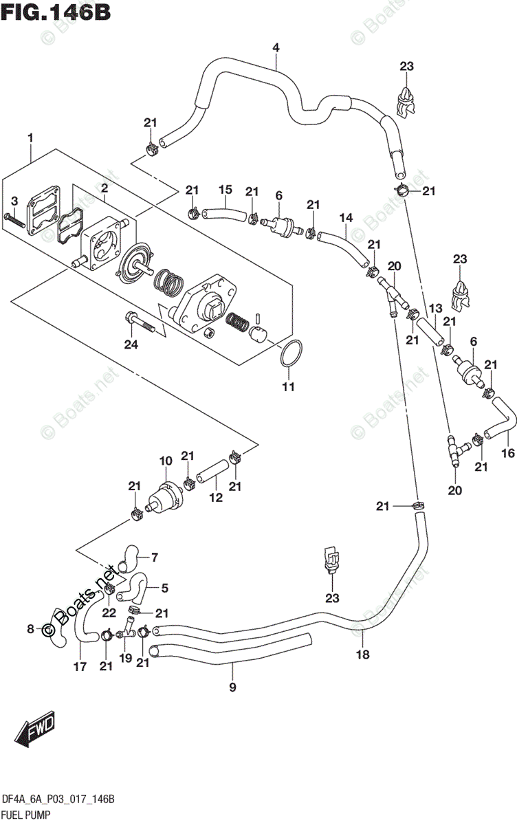 Suzuki Outboard 2017 OEM Parts Diagram for FUEL PUMP (DF6A P03)