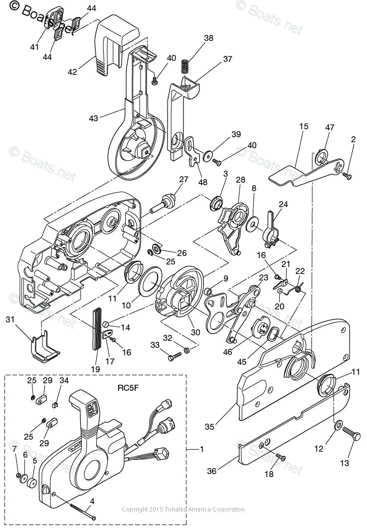 Tohatsu Outboard 2010 OEM Parts Diagram for COMPONENT PARTS OF REMOTE ...