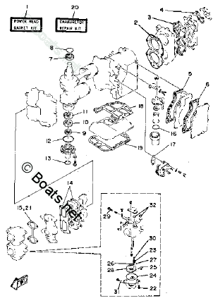 Yamaha Outboard Parts by HP 40HP OEM Parts Diagram for Repair Kit 1