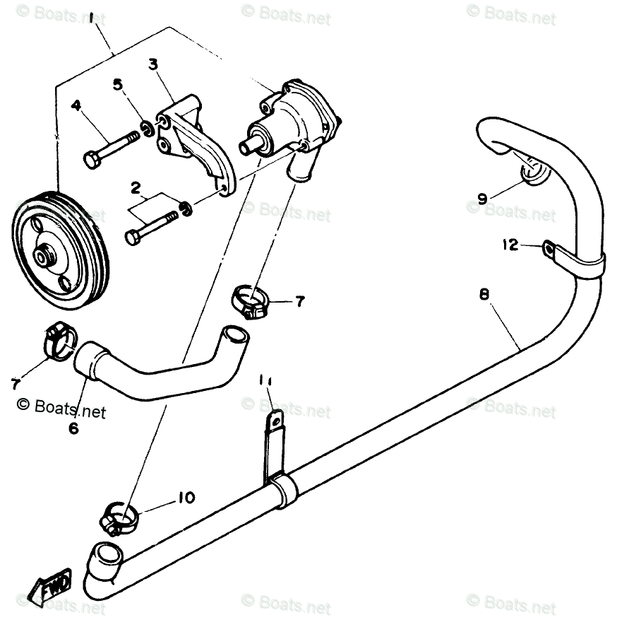 Yamaha Sterndrive 4.3L 262 CID V6 1990 OEM Parts Diagram For WATER PUMP ...