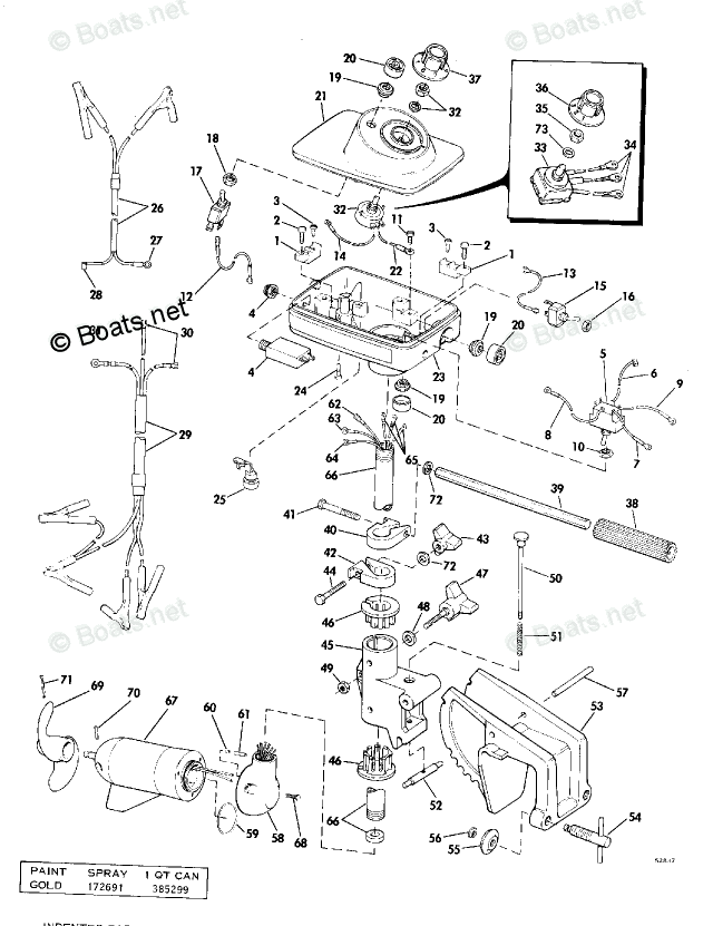 OMC Trolling Motor Parts 12 Volt OEM Parts Diagram for Electric
