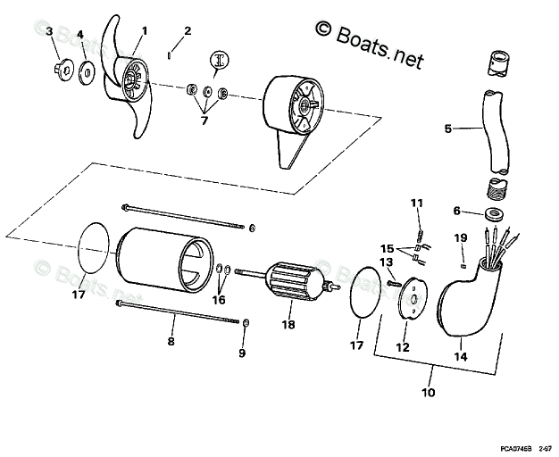 OMC Trolling Motor Parts 12 Volt OEM Parts Diagram for Motor Group