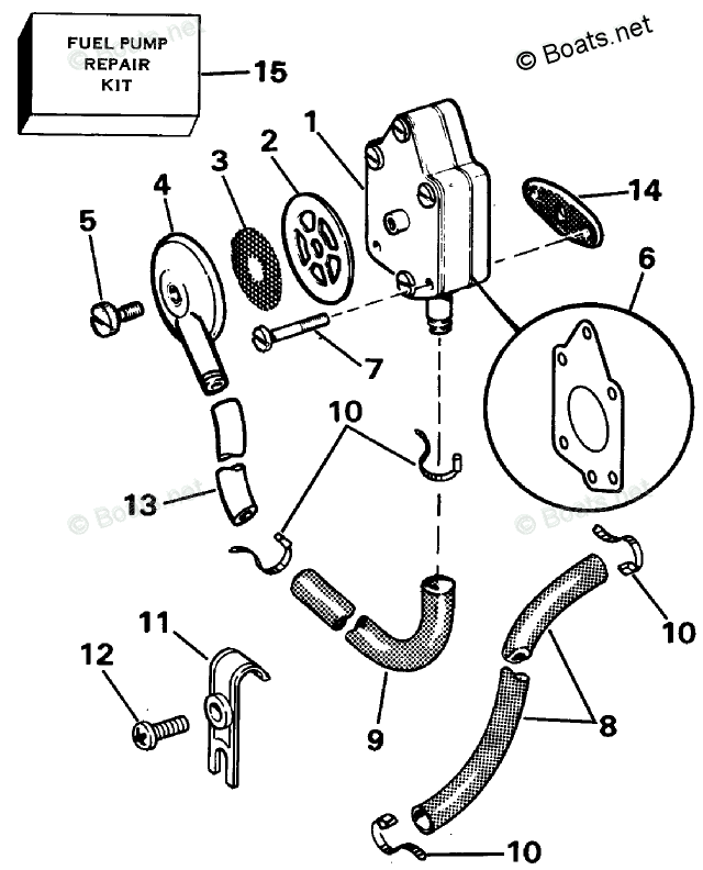 Johnson Outboard 48HP OEM Parts Diagram for Fuel Pump And Filter