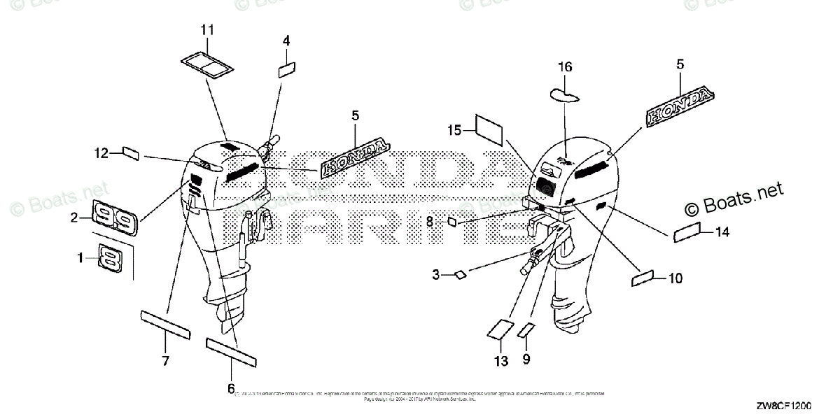 まさどん Honda Outboard 2007 And Later OEM Parts Diagram for Label