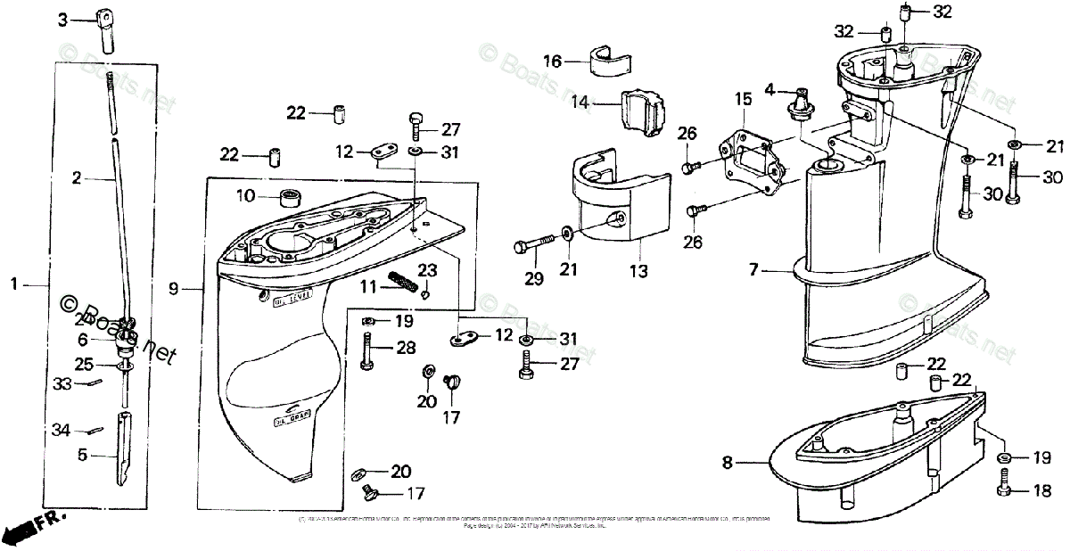 Honda Outboard Pre 1997 OEM Parts Diagram for Extension Case