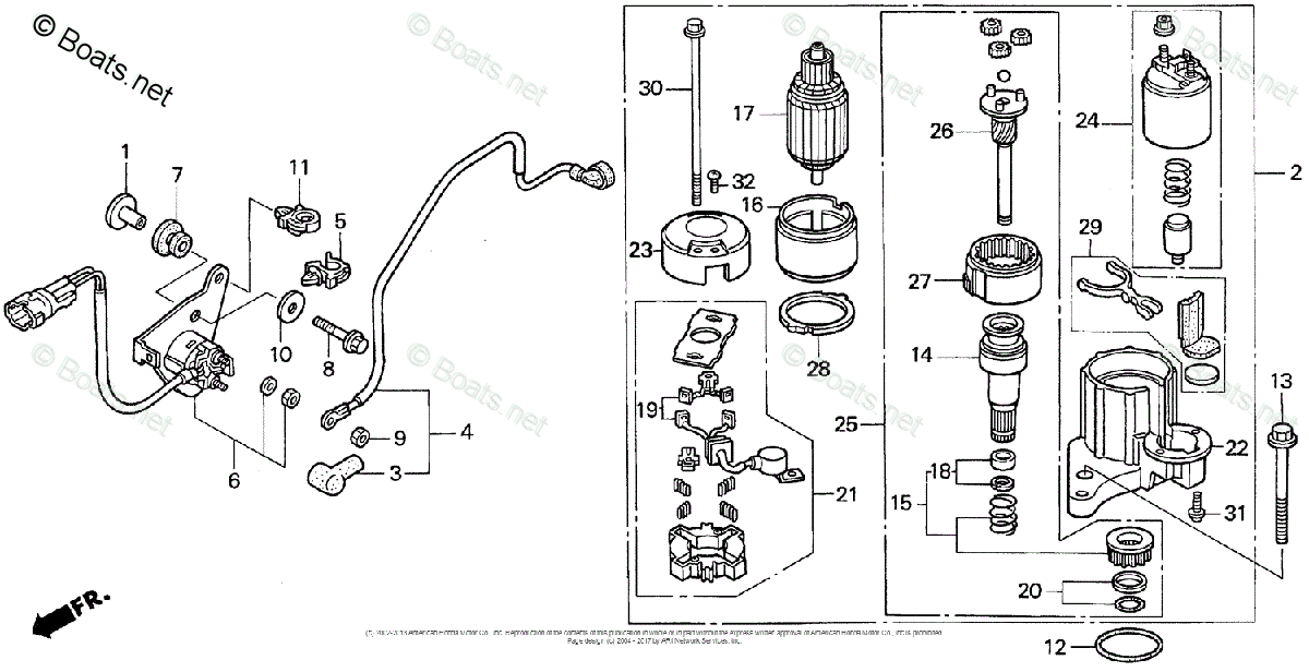 Honda Outboard 1997 OEM Parts Diagram for STARTER MOTOR | Boats.net