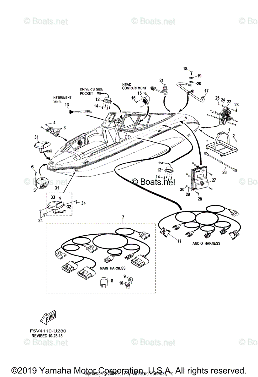 Genuine Yamaha Single Horn Assembly F3H-U8304-10-00 - OEM Replacement For Yamaha Models